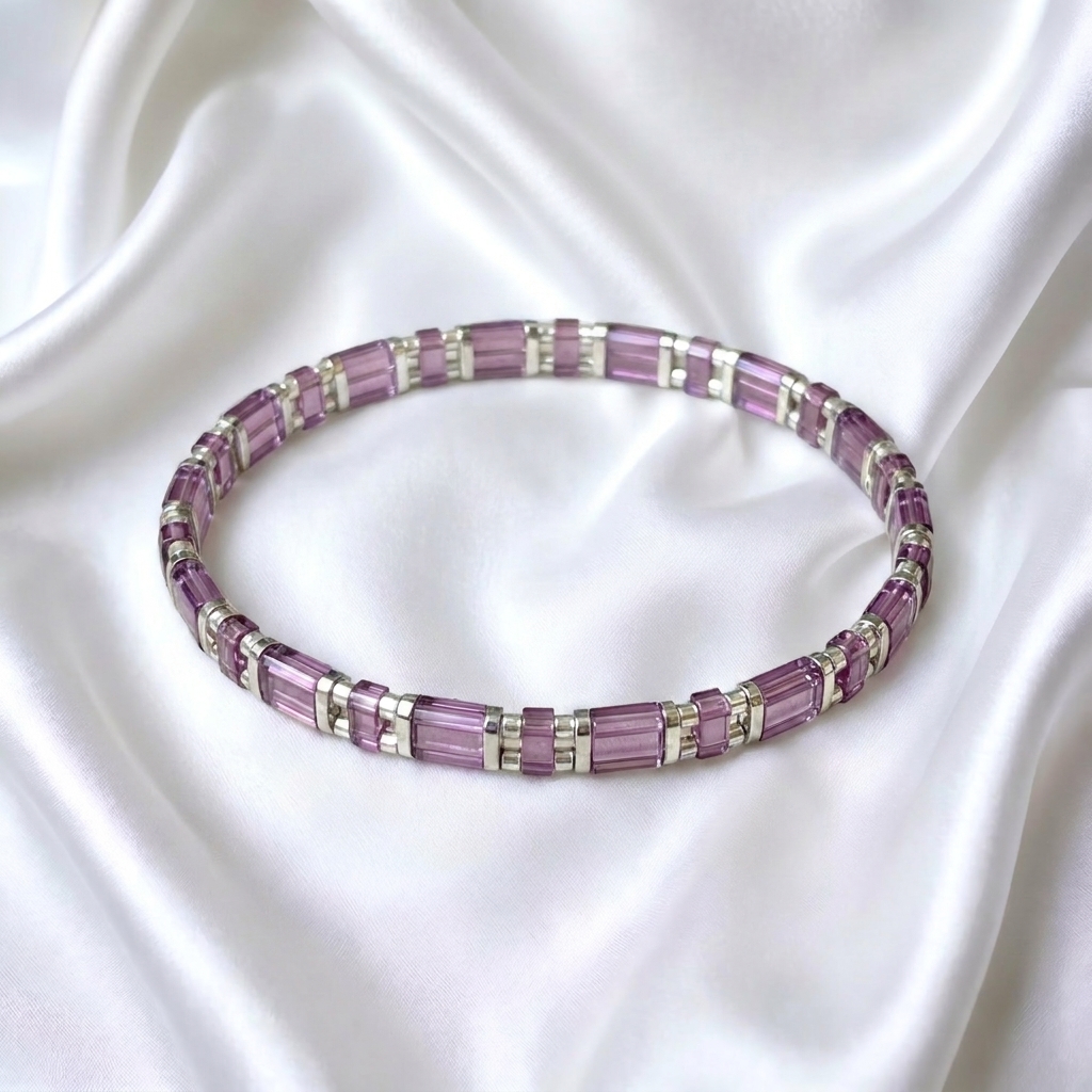 Elastický Miyuki náramek Lilac Breeze