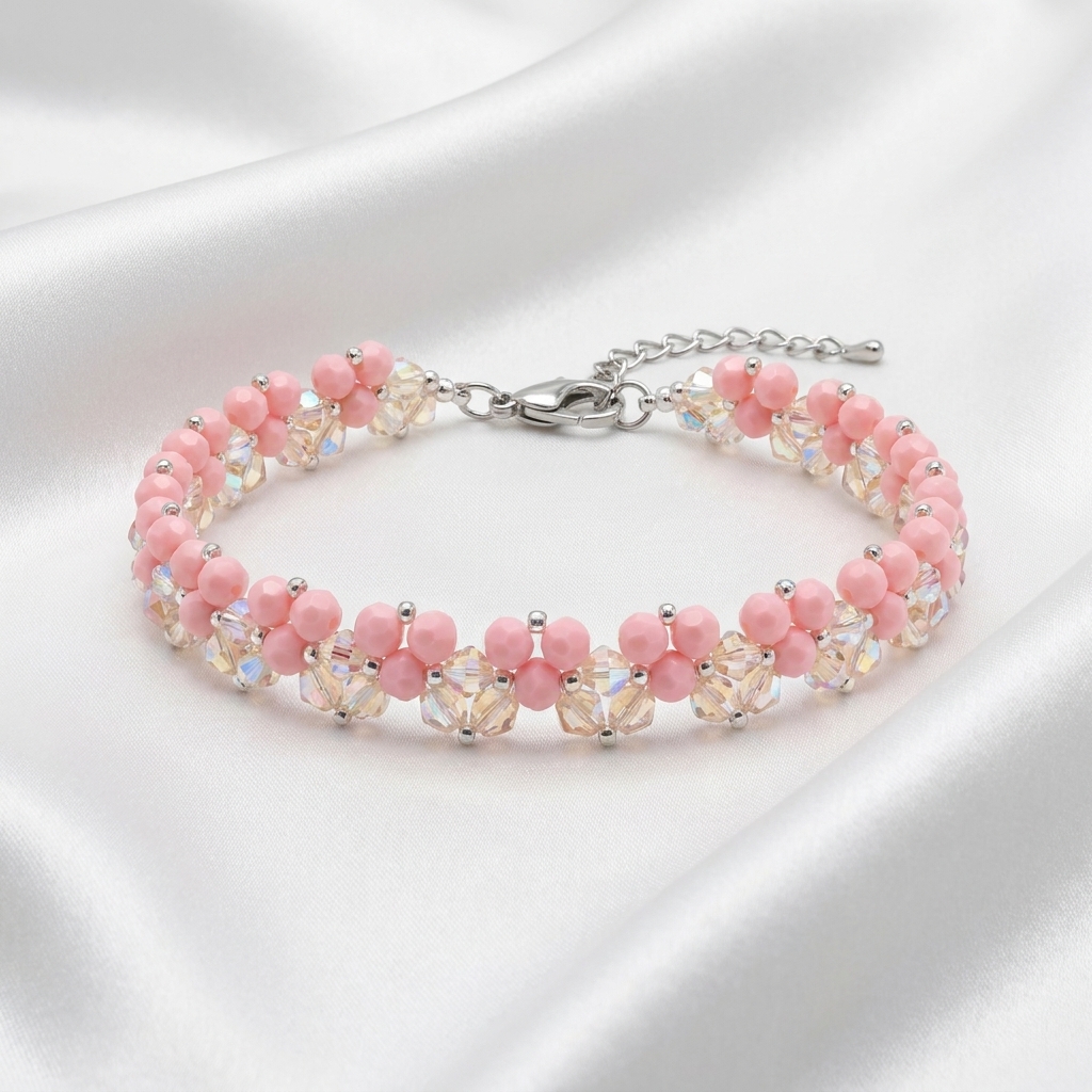 Korálkový Náramek Vivien Pink 