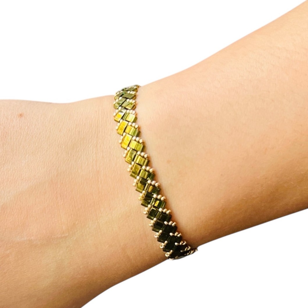 Elastický náramek Serenata olive green