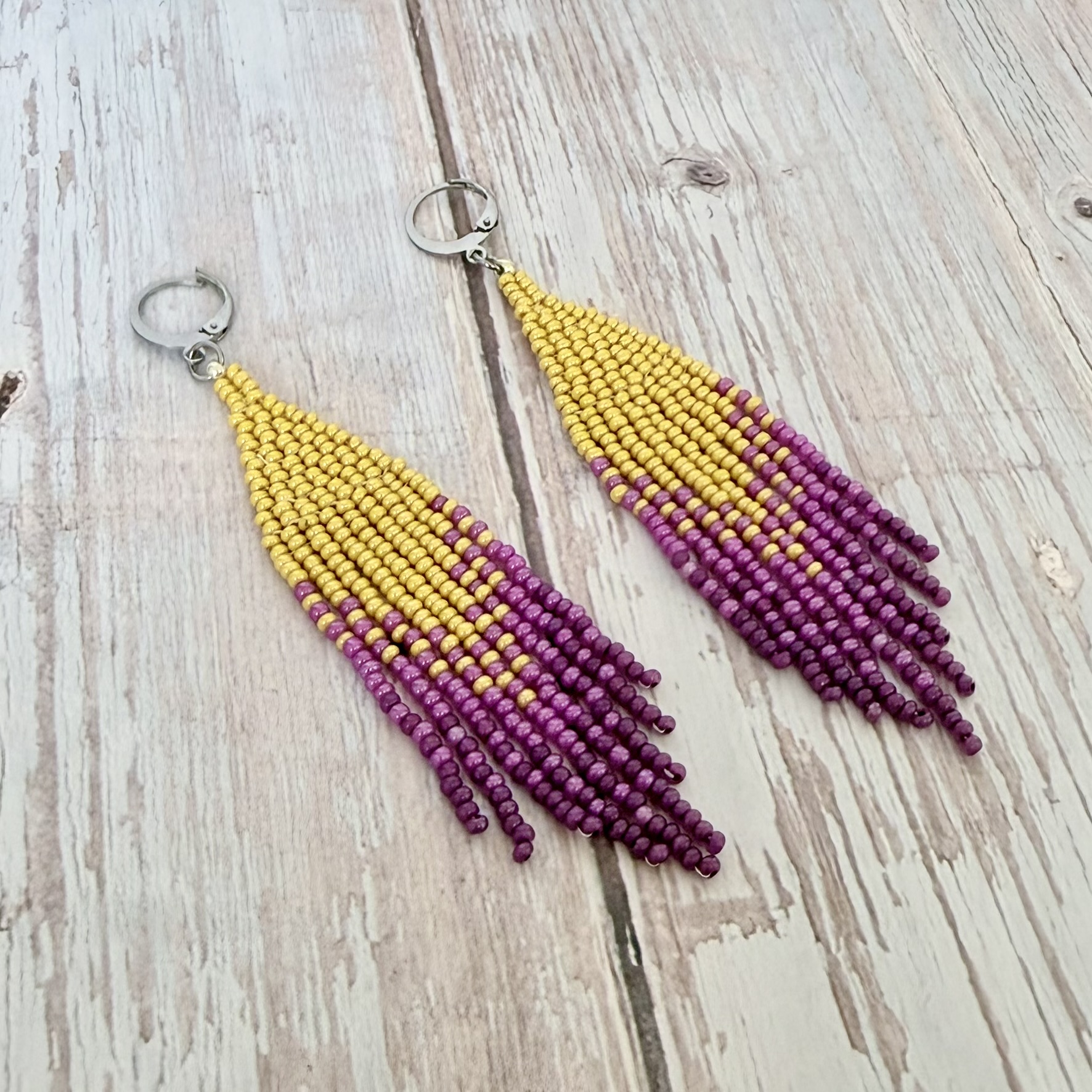 Ombré náušnice Violet meets yellow