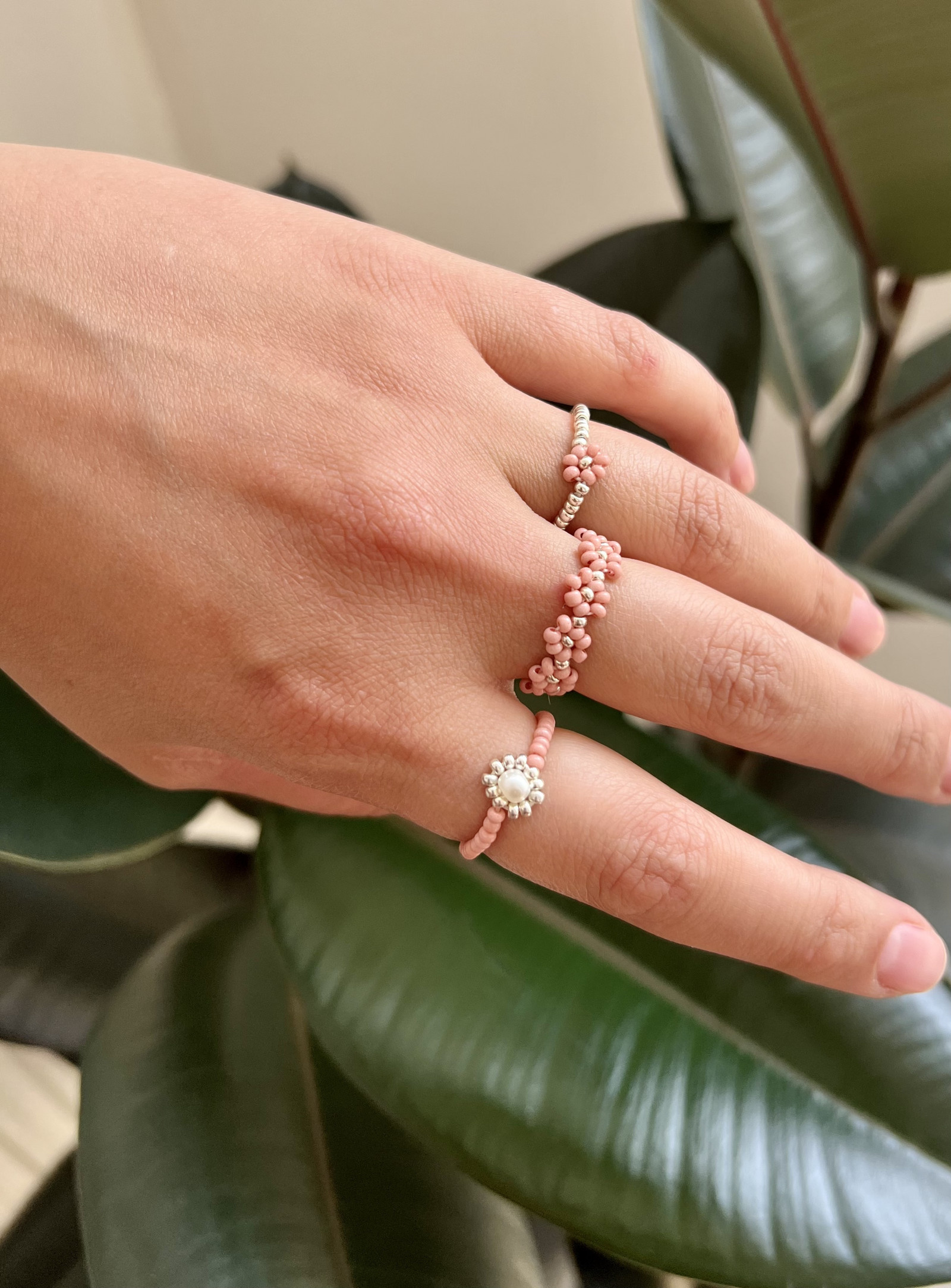 Sada prstenů Minimalism Sada prstenů Minimalism pinky beige