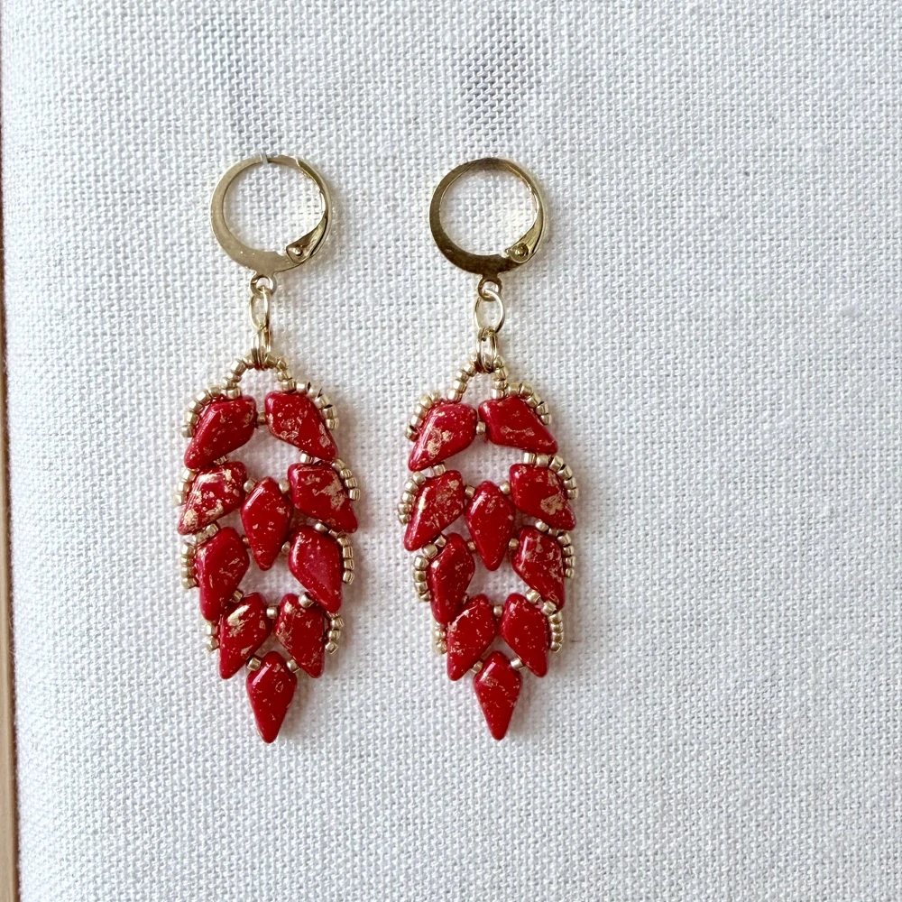 Náušnice Paví peří Red Velvet