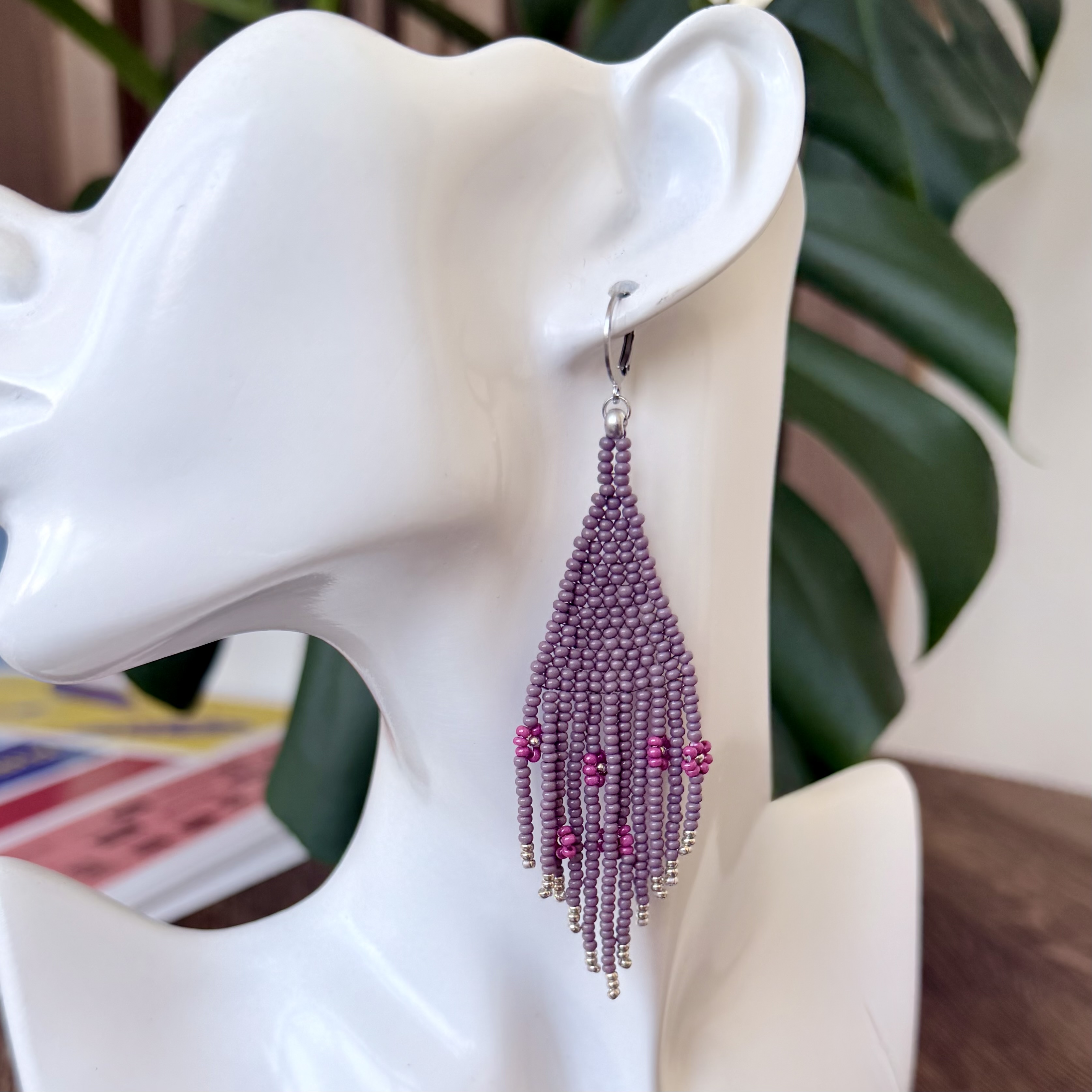 Náušnice Gentle Flowers Dark Purple