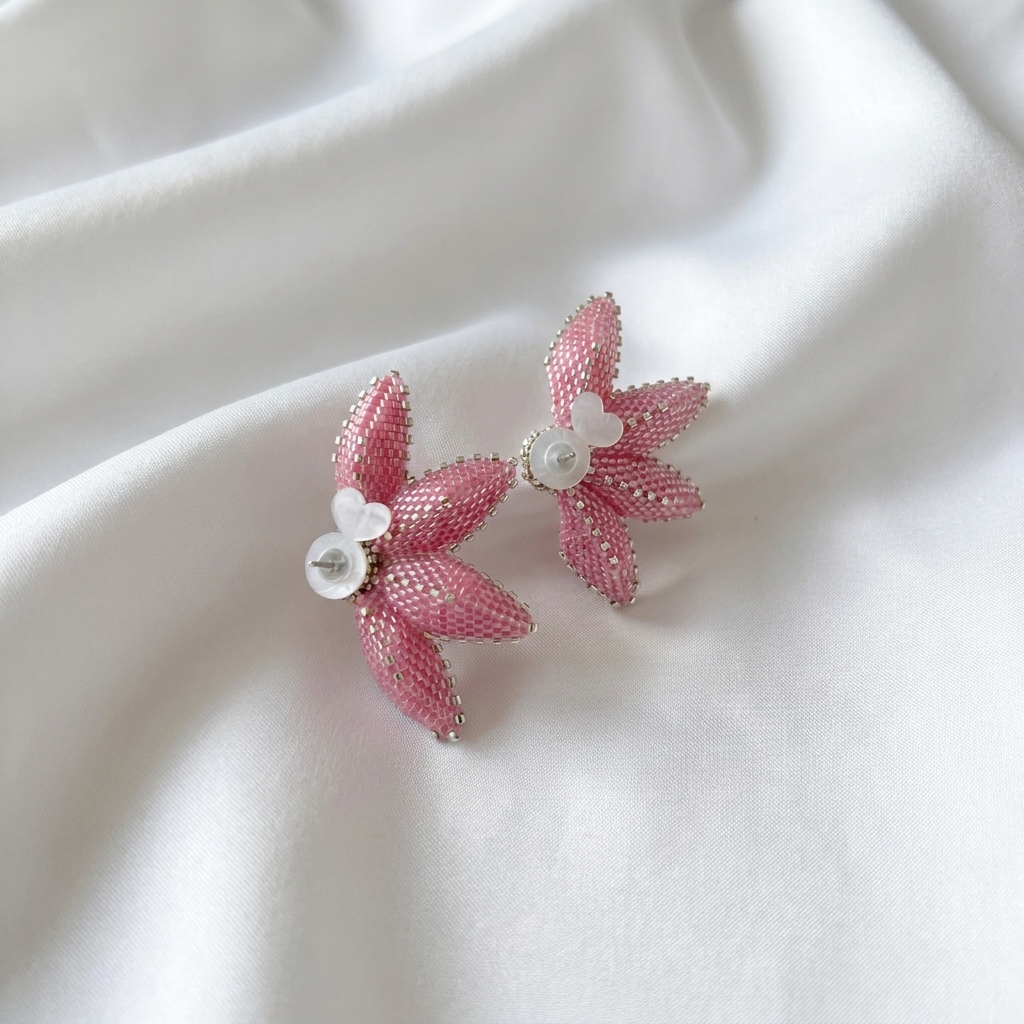 Miyuki náušnice puzety - Delicate Bloom Light Rose 